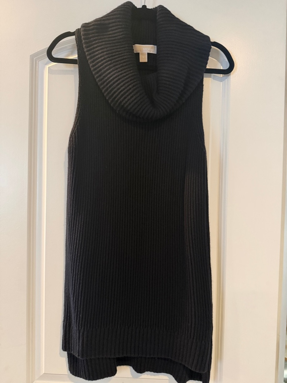 Michael Kors Black Ribbed Sleeveless Cowl Neck Sweater